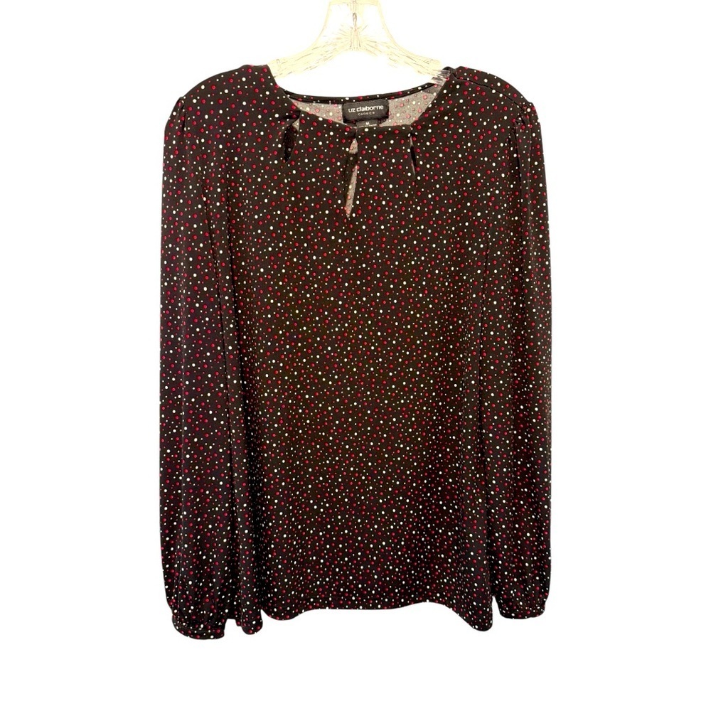 Liz Claiborne career wear blouse long sleeves silver button at cuff Medium